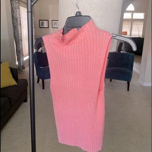 Lightly used Sweater looking tank top, short turtle neck, pink.